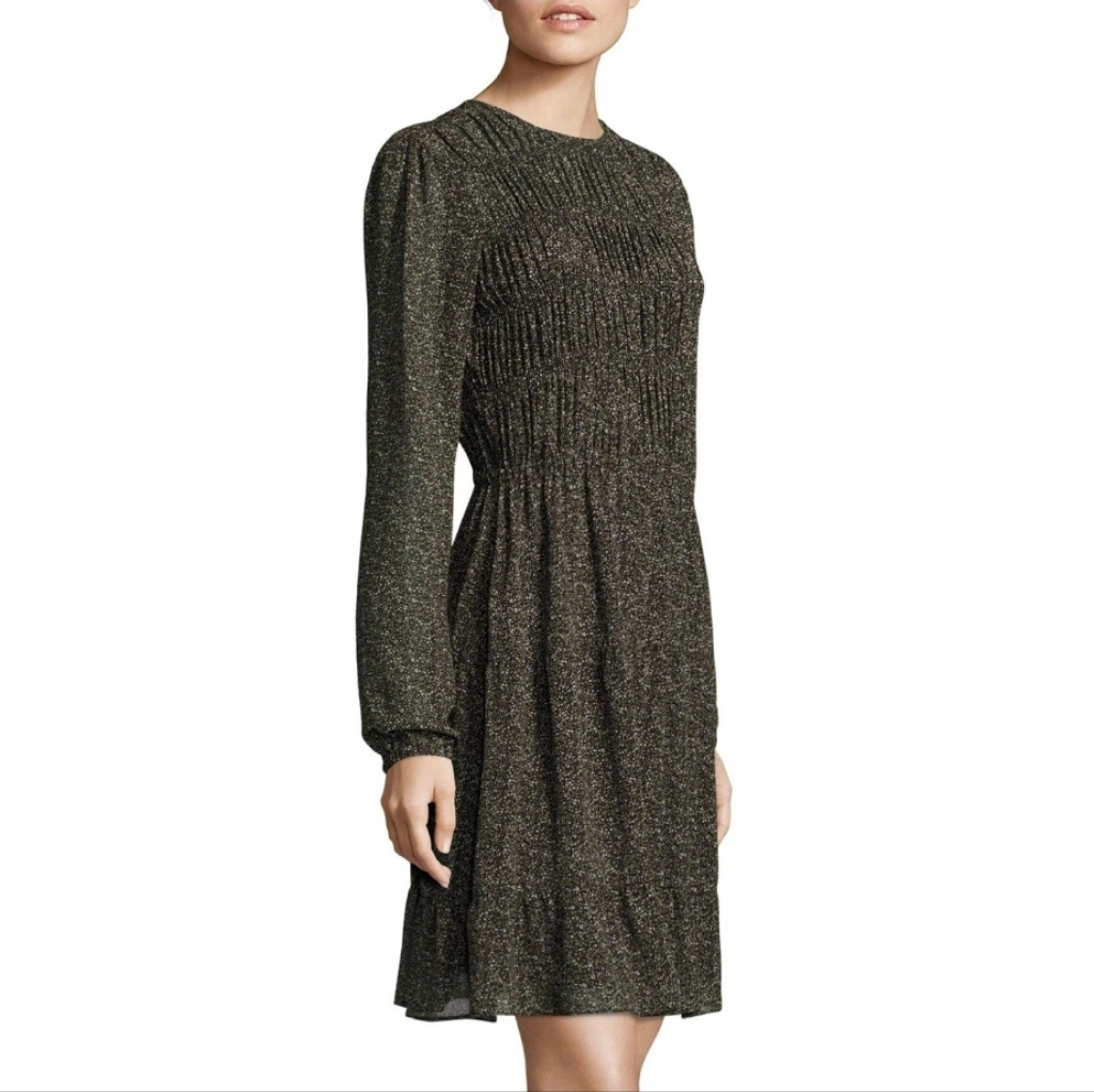 Michael Kors Ditsy Floral Smocked Tiered Crepe Dress 4